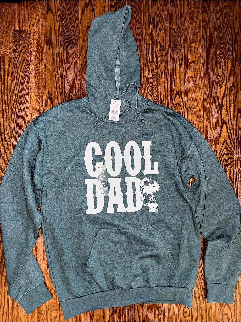 Peanuts Cool Dad Snoopy Joe Cool Hoodie Green Boys Blue Graphic Hoodie Size